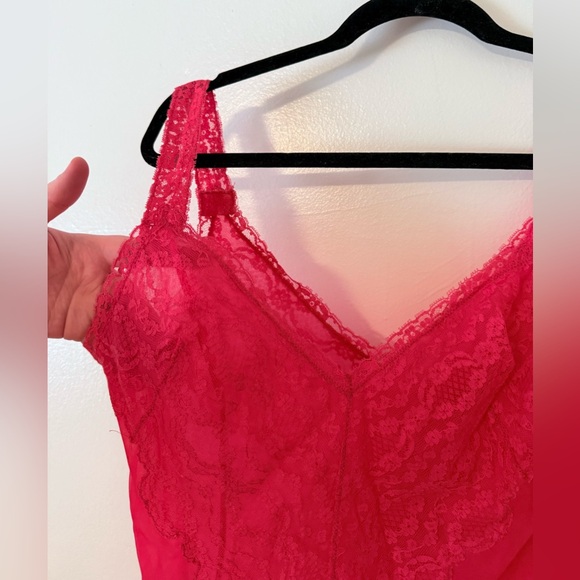 Vintage Henson-Kickernick Pink Coral Lace Slip Dress Pinup Lingerie Boudoir sz34 - Picture 11 of 16